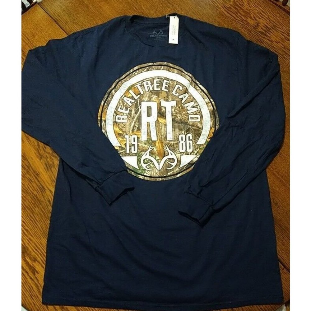 Realtree Men's Long Sleeve Navy Blue Shirt Large New Condition